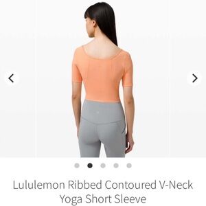 Lululemon Ribbed Contoured V-Neck Yoga Short Sleeve in Malibu Peach • Size 6